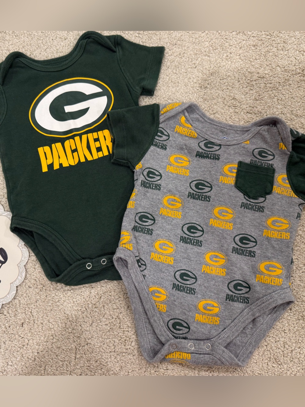 NFL Green Bay Packers Baby One-Piece Bodysuit Set - Green & Gray